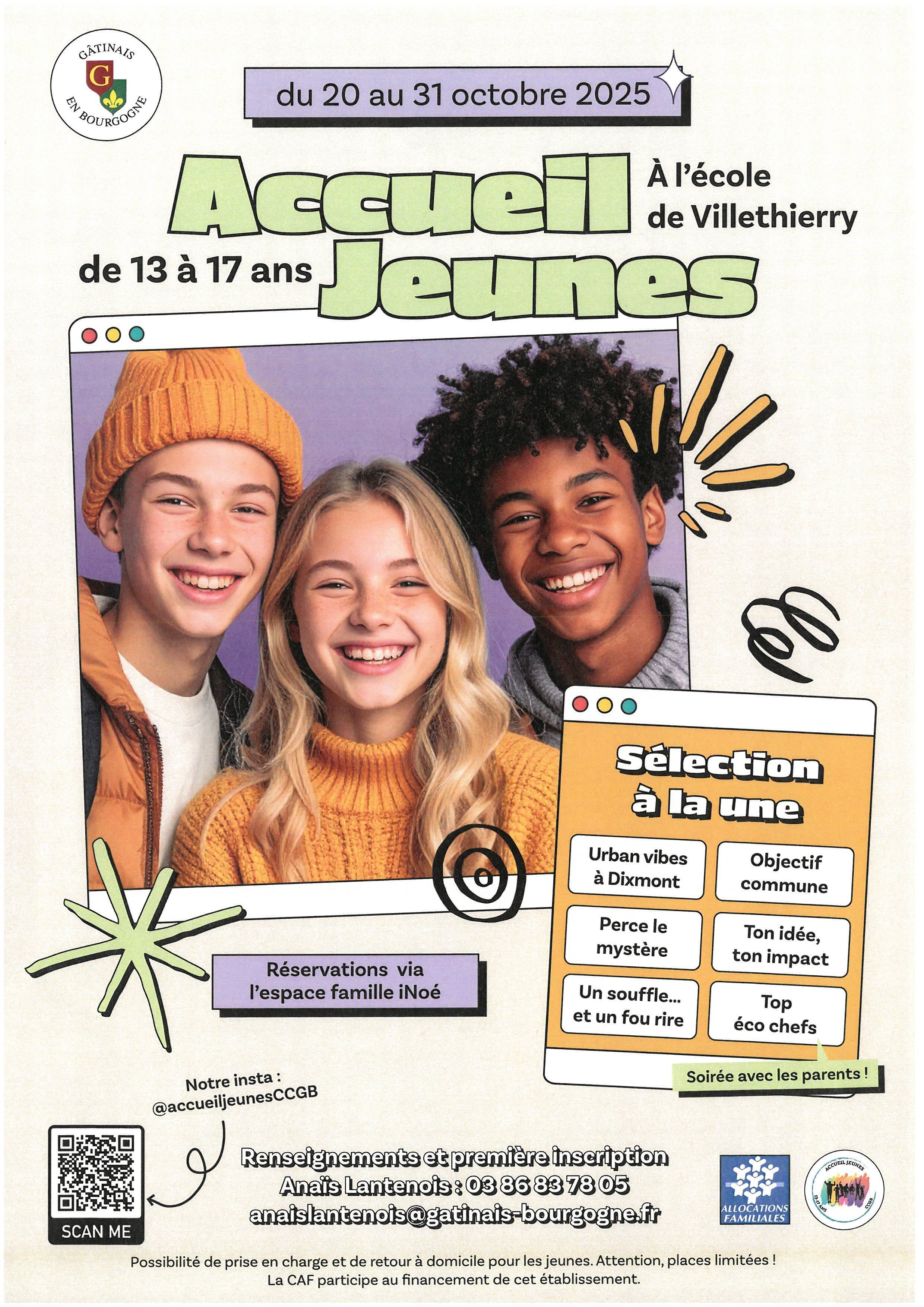 Accueil  des Jeunes de 13 à 17 ans du 20 au 31/10/2025