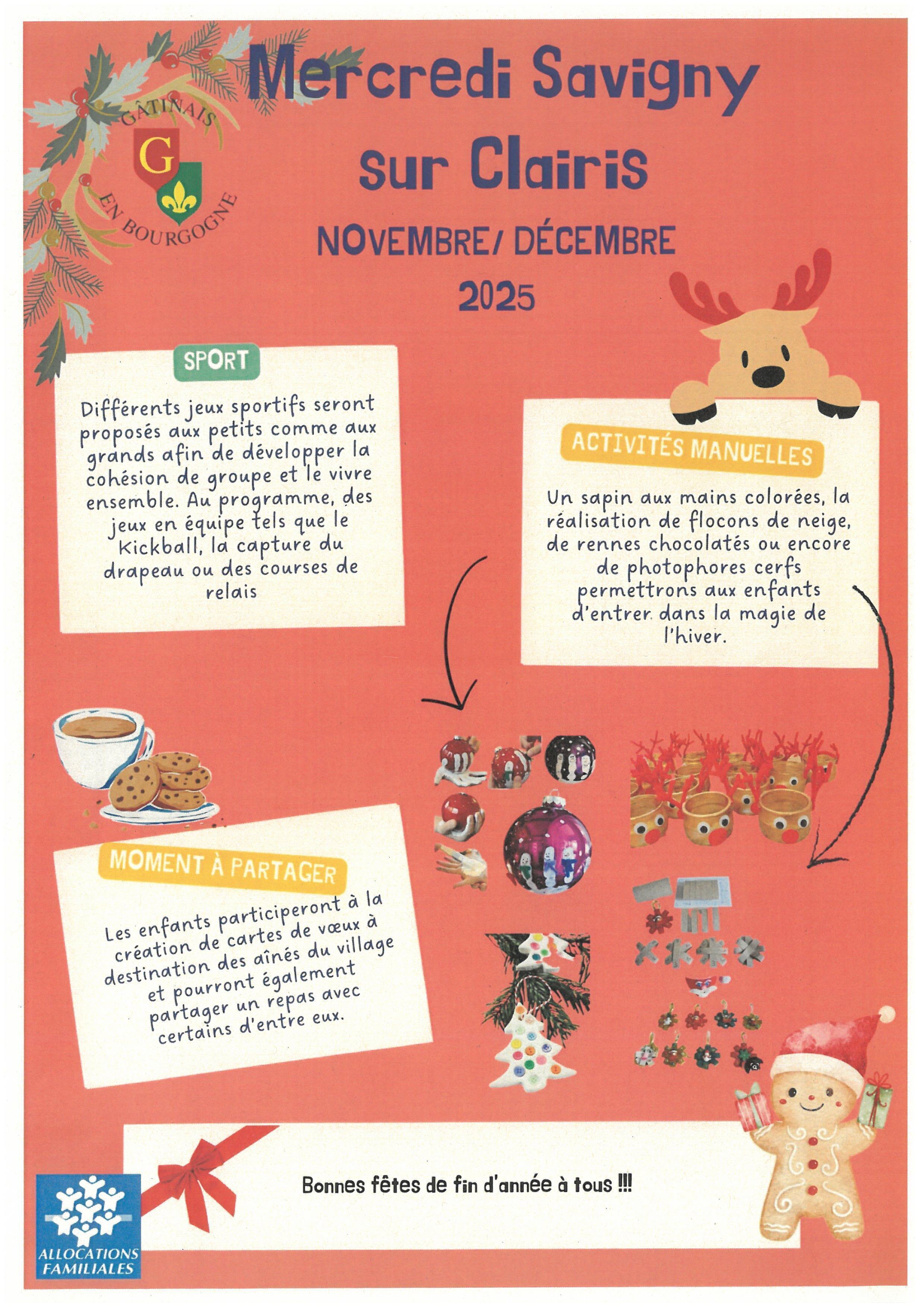Accueil du mercredi activité de novembre à décembre