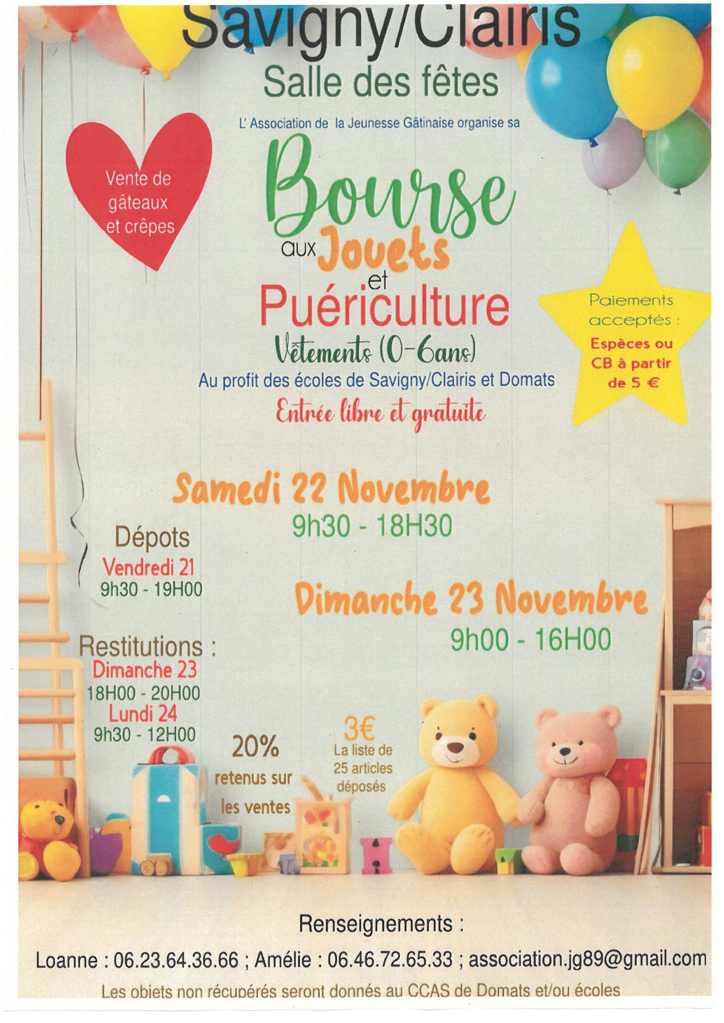 Bourse aux jouets Savigny 22 et 23/11/2025