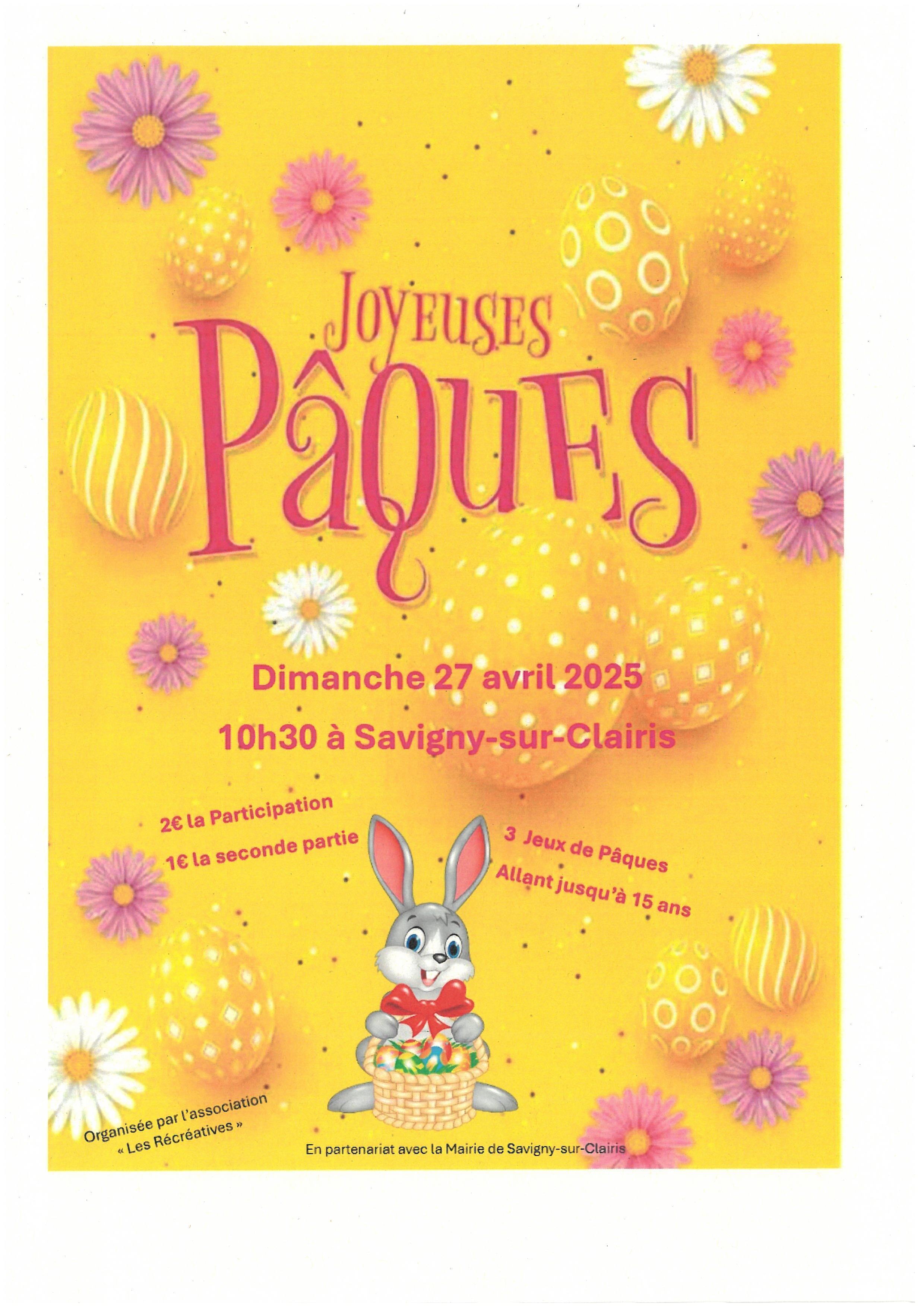 Chasse aux œufs les récréatives 27/04/2025