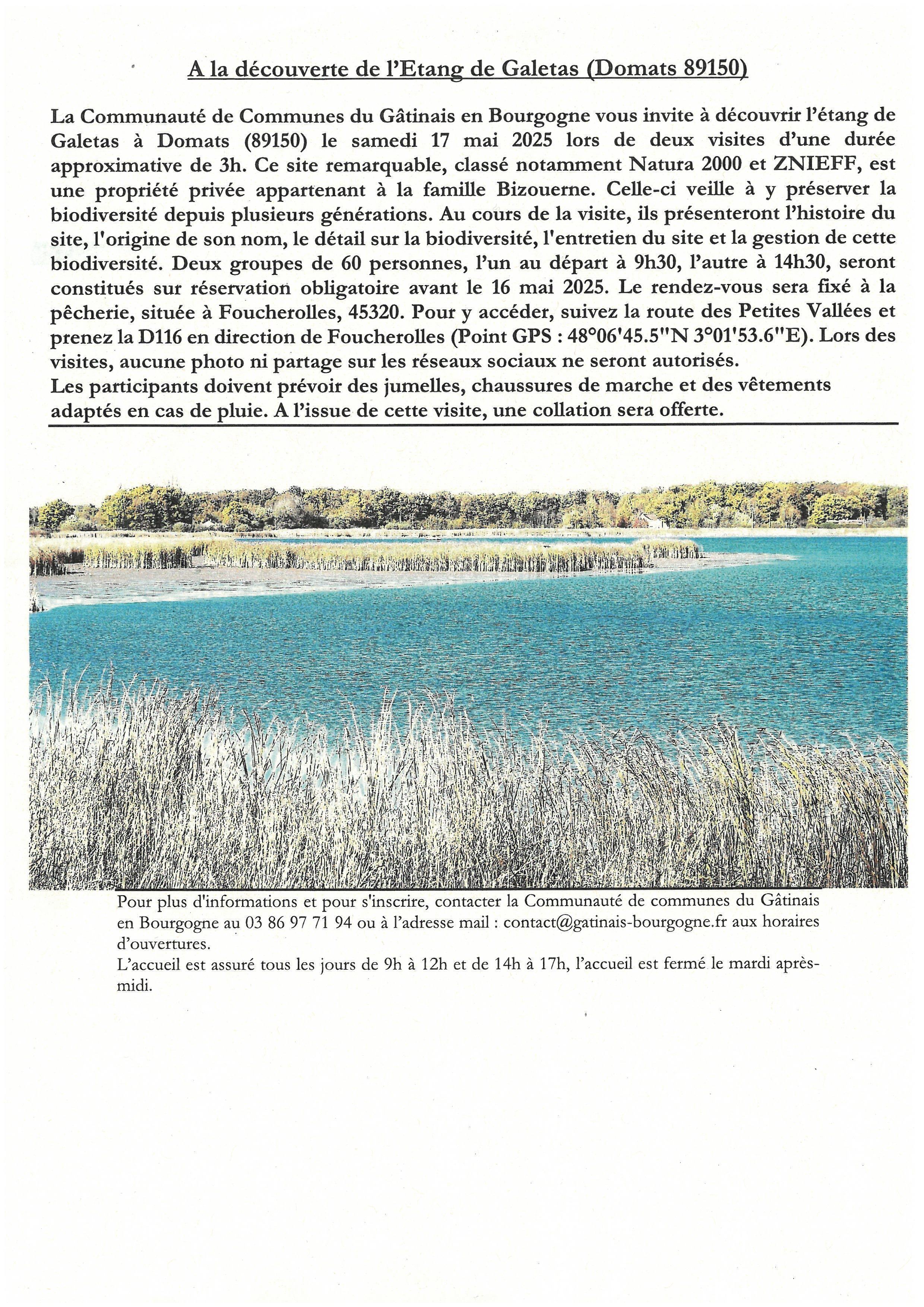 Découverte étang de Galetas à Domats le 17/05/2025