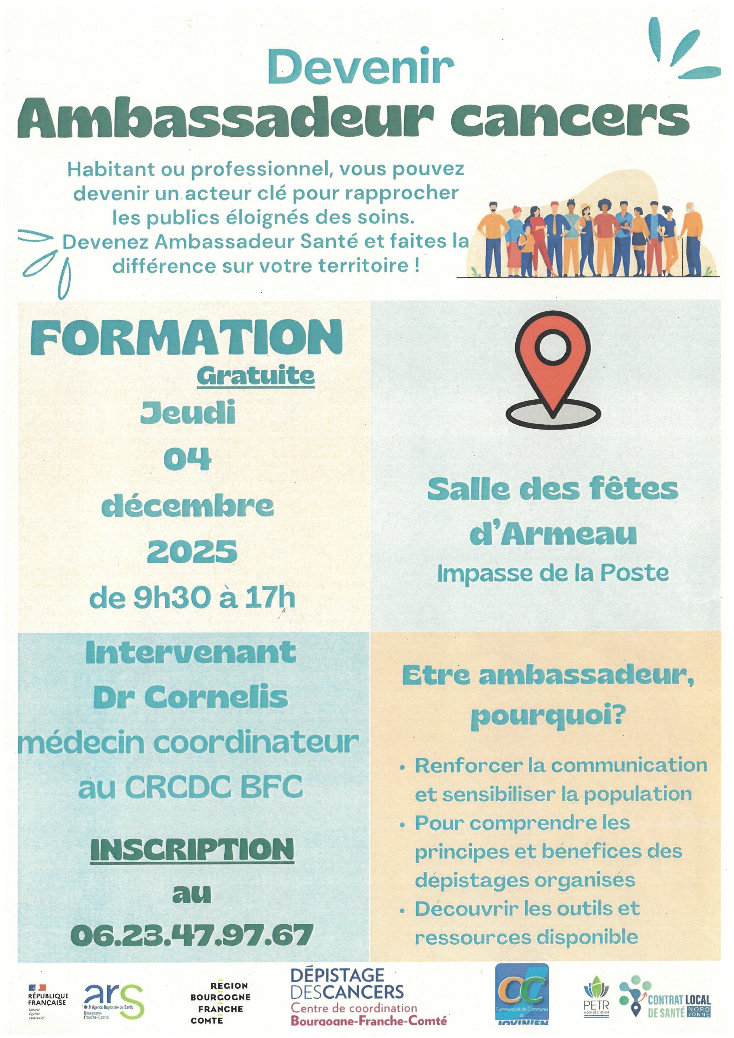 Devenir ambassadeur cancers le 4/12/2025 à Armeau