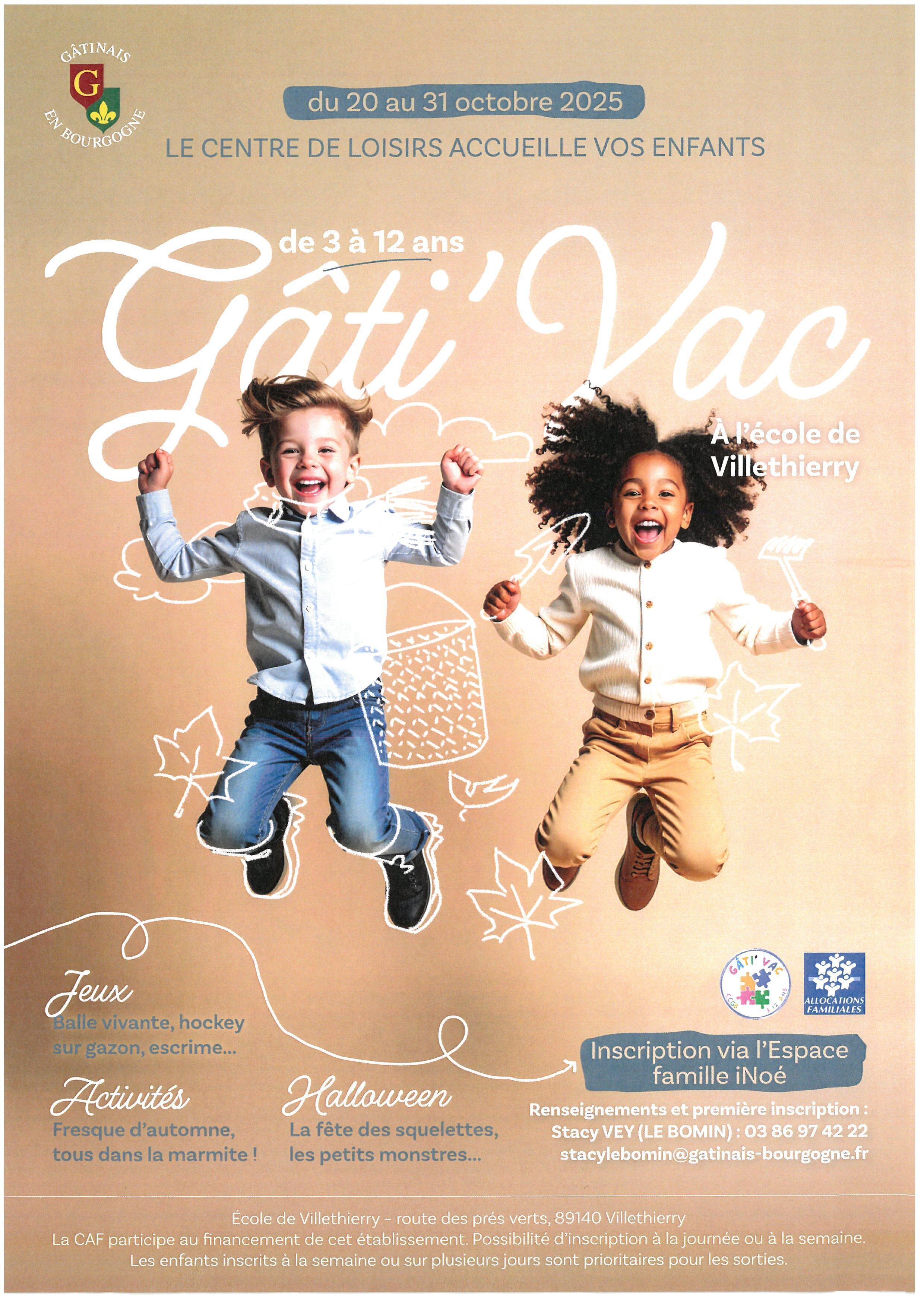 Gâti'Vac de 3 à 12 ans du 20 au 31/10/2025