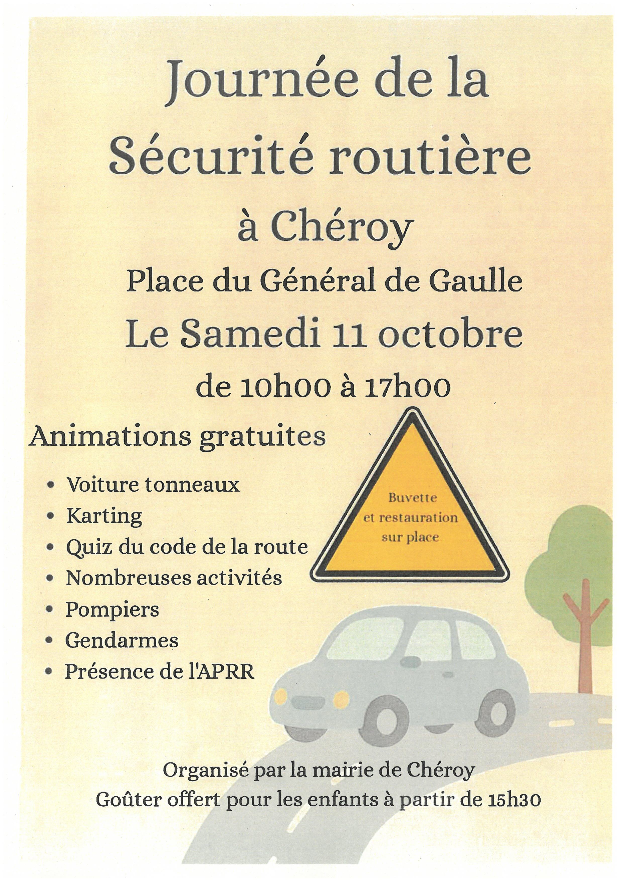 Journée de la sécurité routière à Chéroy le 11/10/2025