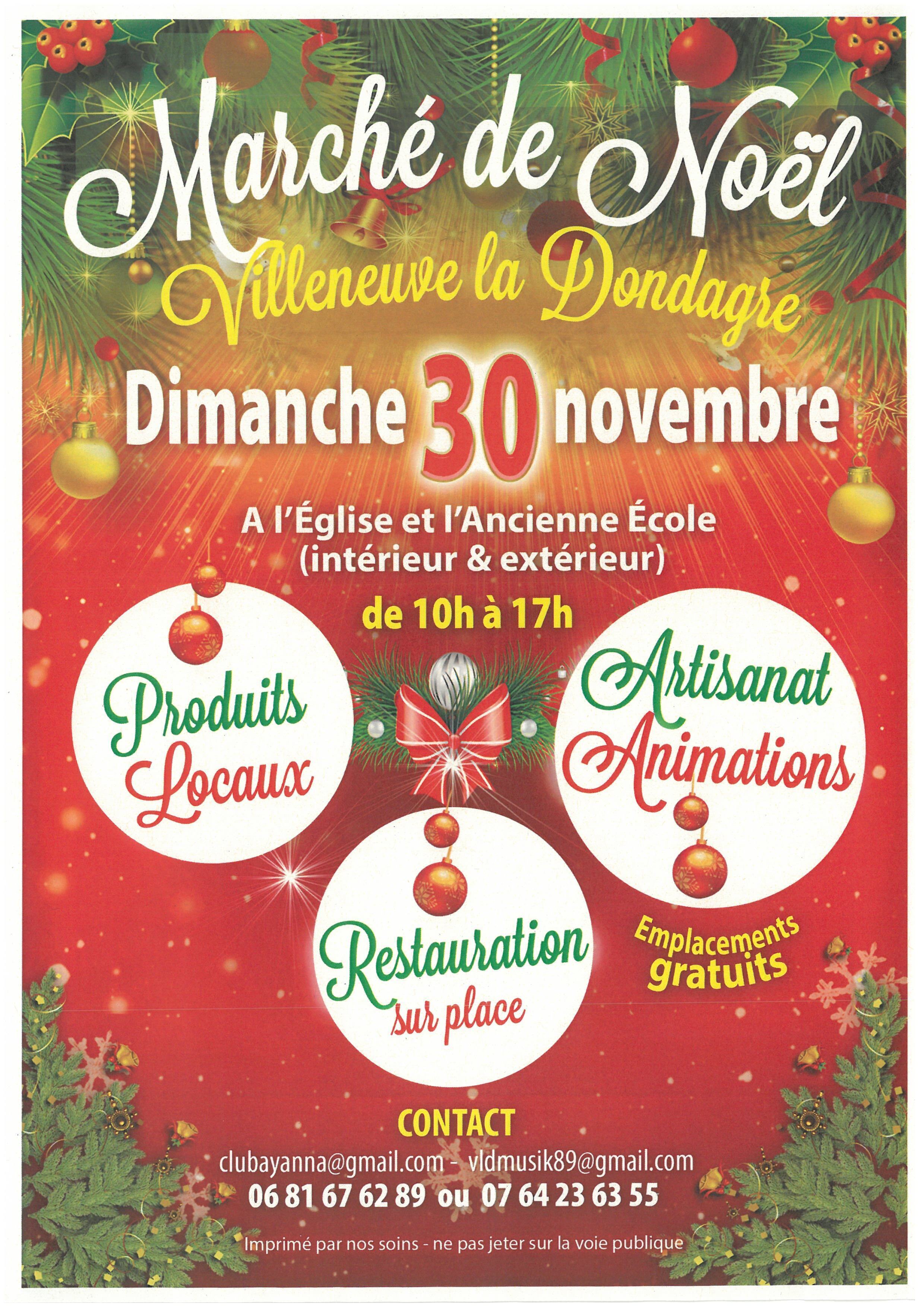 Marché de Noël Villeneuve la Dondagre le 30/11/2025