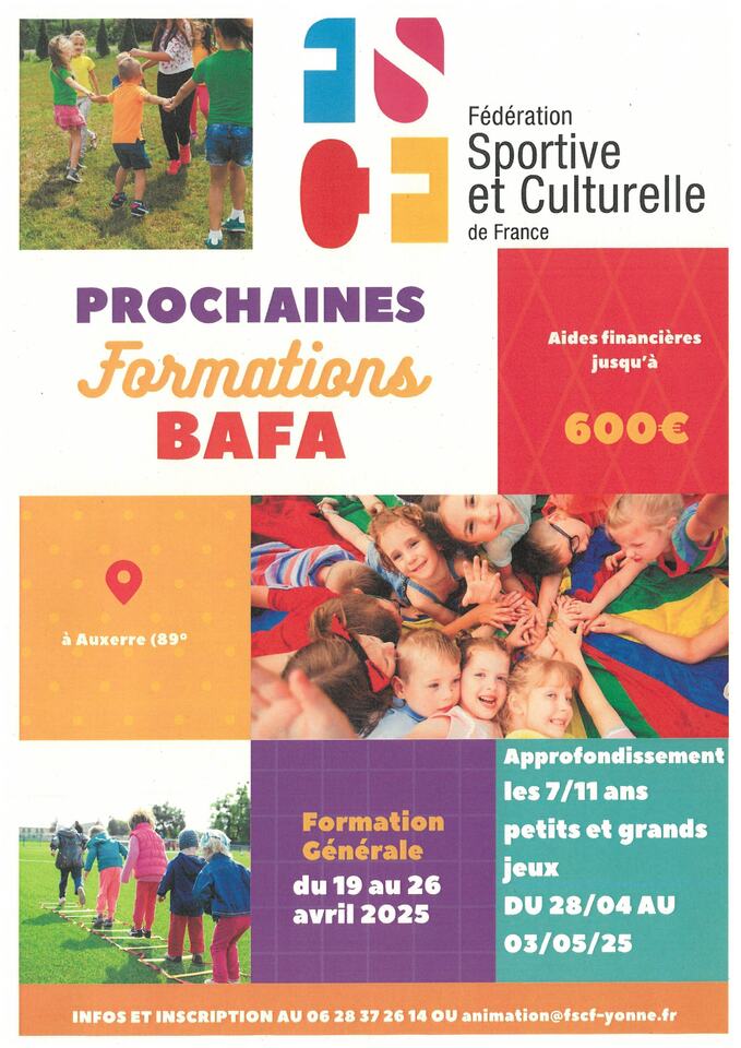 Formation BAFA 19 AU 26/04/2025 ET 28 AU 03/05/2025