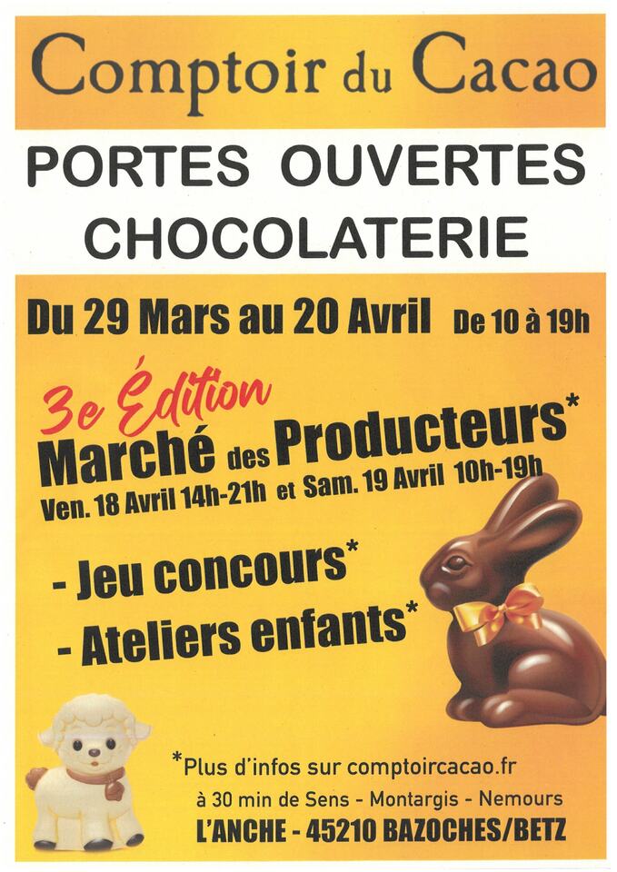 Portes ouvertes Comptoir du Cacao du 29/03 au 20/04