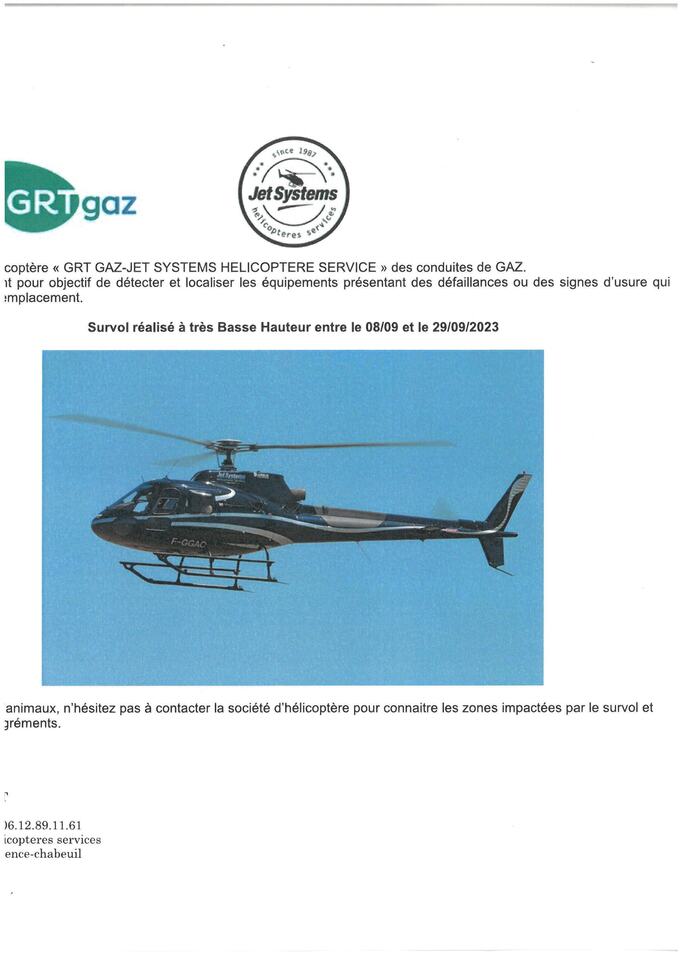 Survol par Hélicoptère GRTgaz