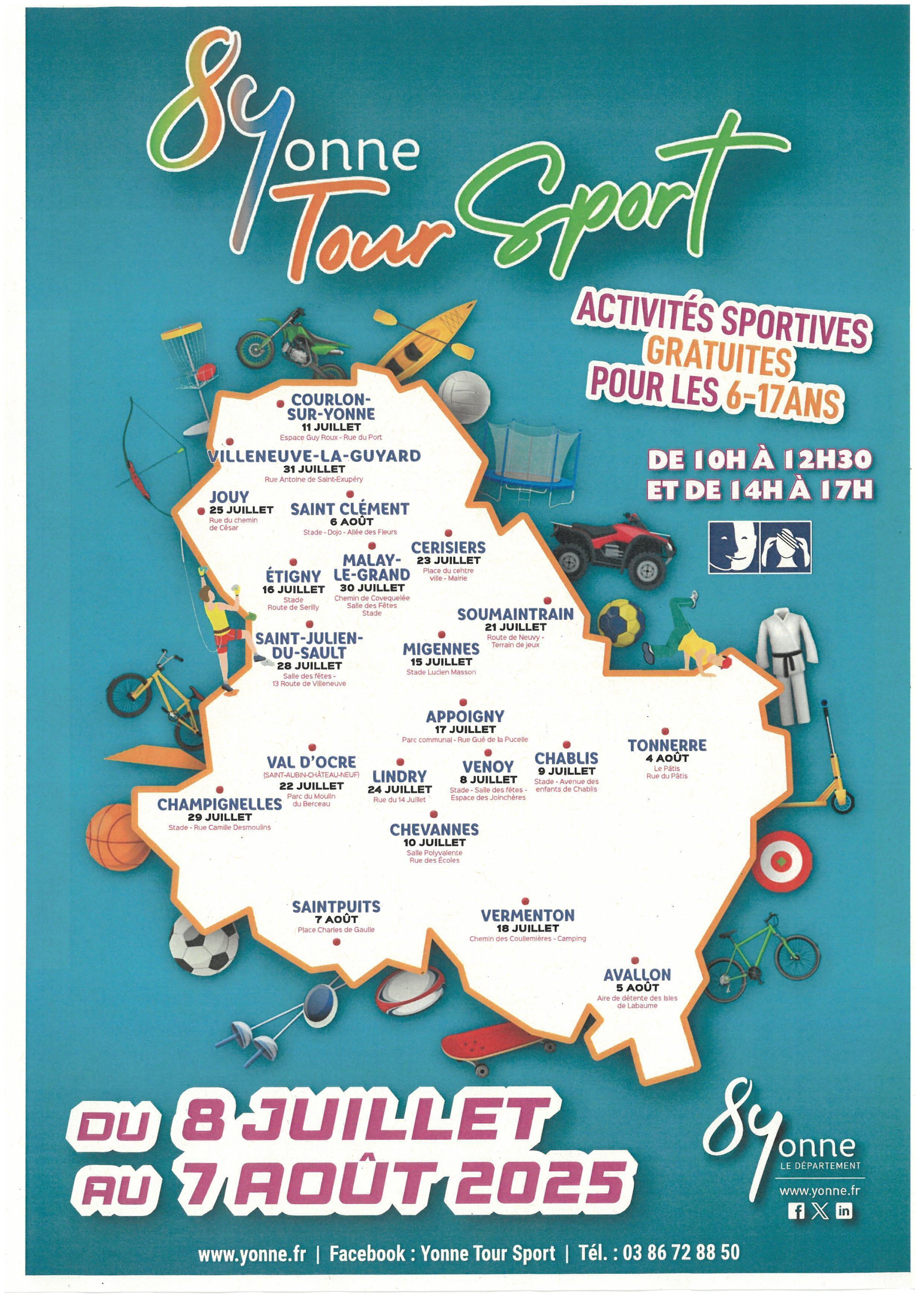Yonne Tour Sport du 8/07 au 7/08/2025